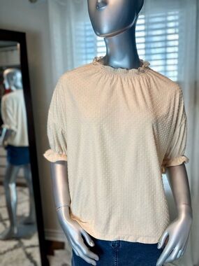 Madewell Texture & Thread 3/4 Clipdot Ruffle Cream Large